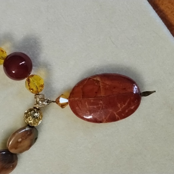 🎃HAND CRAFTED CARNELIAN AND COIN PEARL NECKLACE🎃 - Picture 2 of 7